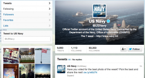 US Navy Twitter profile